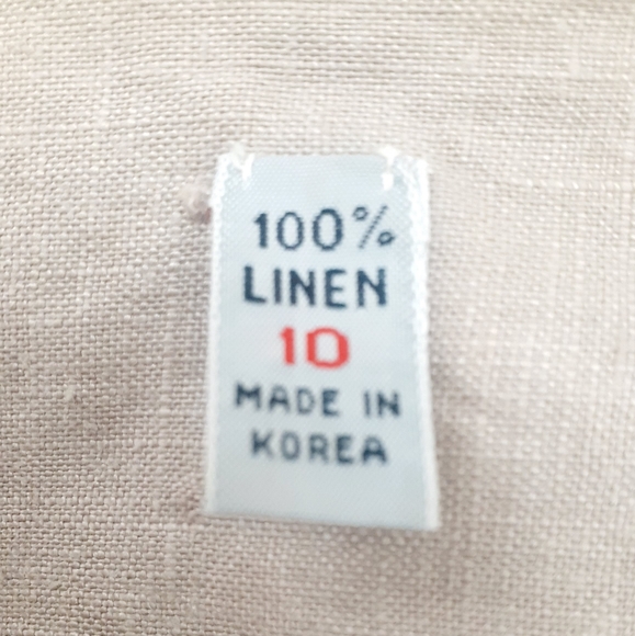 Stylish Asymmetrical Button 100% Linen Blazer Camel Tan Jacket Womens 10 - Picture 4 of 11